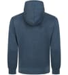 Thumbnail Back view of dark denim full zip hooded sweatshirt.