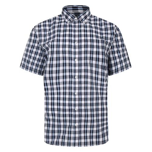 Bigdude Button Down Collar Checked Shirt Navy/Light Blue Tall