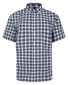 Bigdude Button Down Collar Checked Shirt Navy/Light Blue Tall