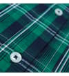 Thumbnail Close-up of green and navy check shirt buttons and placket.