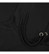 Thumbnail Close-up of the black hoody hood and drawstrings.