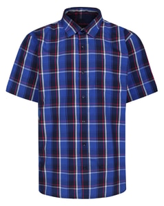 Bigdude Checked Short Sleeve Poplin Shirt Bright Blue