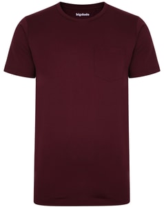 Bigdude Plain Crew Neck T-Shirt With Pocket Burgundy Tall