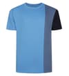 Thumbnail Front product view of light blue vertical colour block T-shirt.