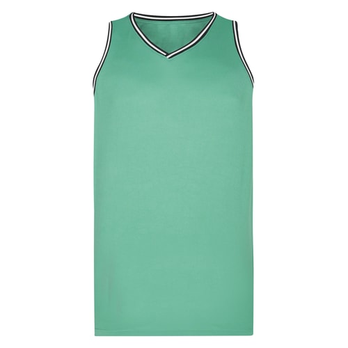 Light green basketball tank top, front view.