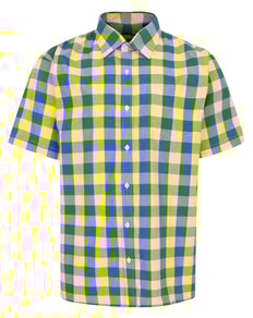 Bigdude Checked Poplin Short Sleeve Shirt Yellow/Blue