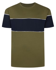 Bigdude Colour Block T-Shirt Khaki/Navy Tall