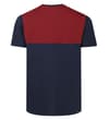 Thumbnail Back view of navy and burgundy panelled T-shirt.