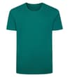 Thumbnail Green plain crew neck T-shirt, front view.