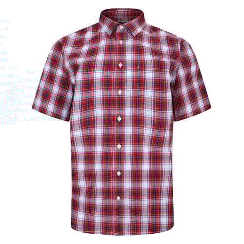 Bigdude Cutaway Collar Checked Shirt Red/Royal Blue