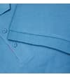 Thumbnail Close-up of the short sleeve and placket on blue polo.