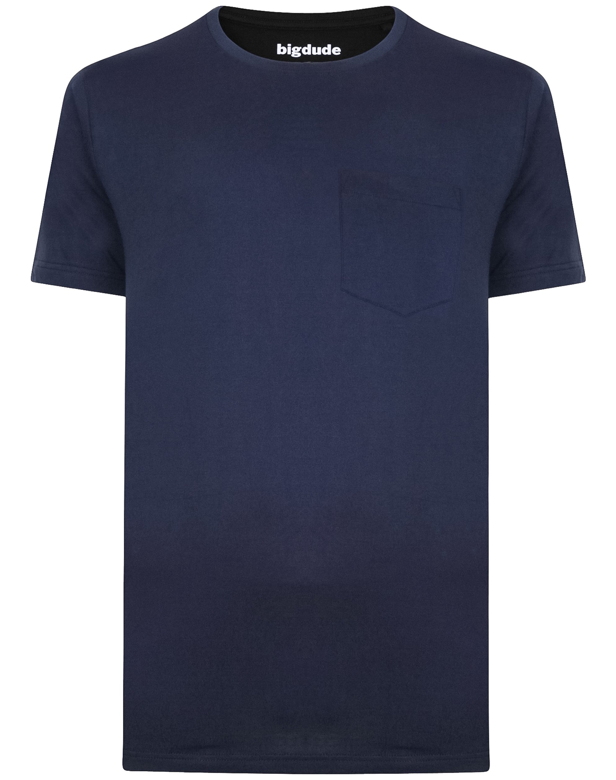 Bigdude Plain Crew Neck T-Shirt With Pocket Navy | BigDude