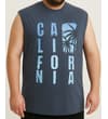Thumbnail Dark denim sleeveless T-shirt with large California front print.