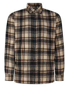 Bigdude Checked Flannel Long Sleeve Shirt Sand