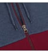 Thumbnail Close-up of hoody zip and hood drawstrings at colour block.