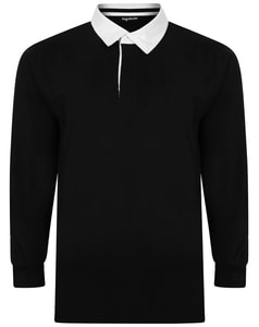 Bigdude Rugby Style Long Sleeve Polo Shirt Black