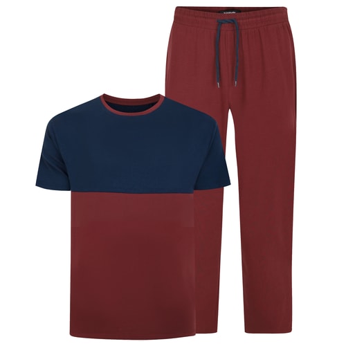 Bigdude Cut & Sew Pajama Set Burgundy/Navy