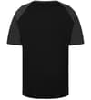 Thumbnail Black raglan T-shirt with dark grey sleeves, back view.