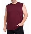 Thumbnail Model wearing burgundy sleeveless T-shirt, angled front view.
