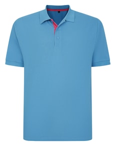 Bigdude Contrast Placket Polo Shirt Bright Blue Tall