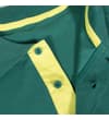 Thumbnail Close-up of teal polo placket with yellow contrast panel.