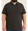 Thumbnail Charcoal contrast placket polo shirt worn, front view.