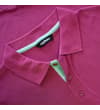 Thumbnail Close-up of mauve polo shirt neckline with contrast trim.