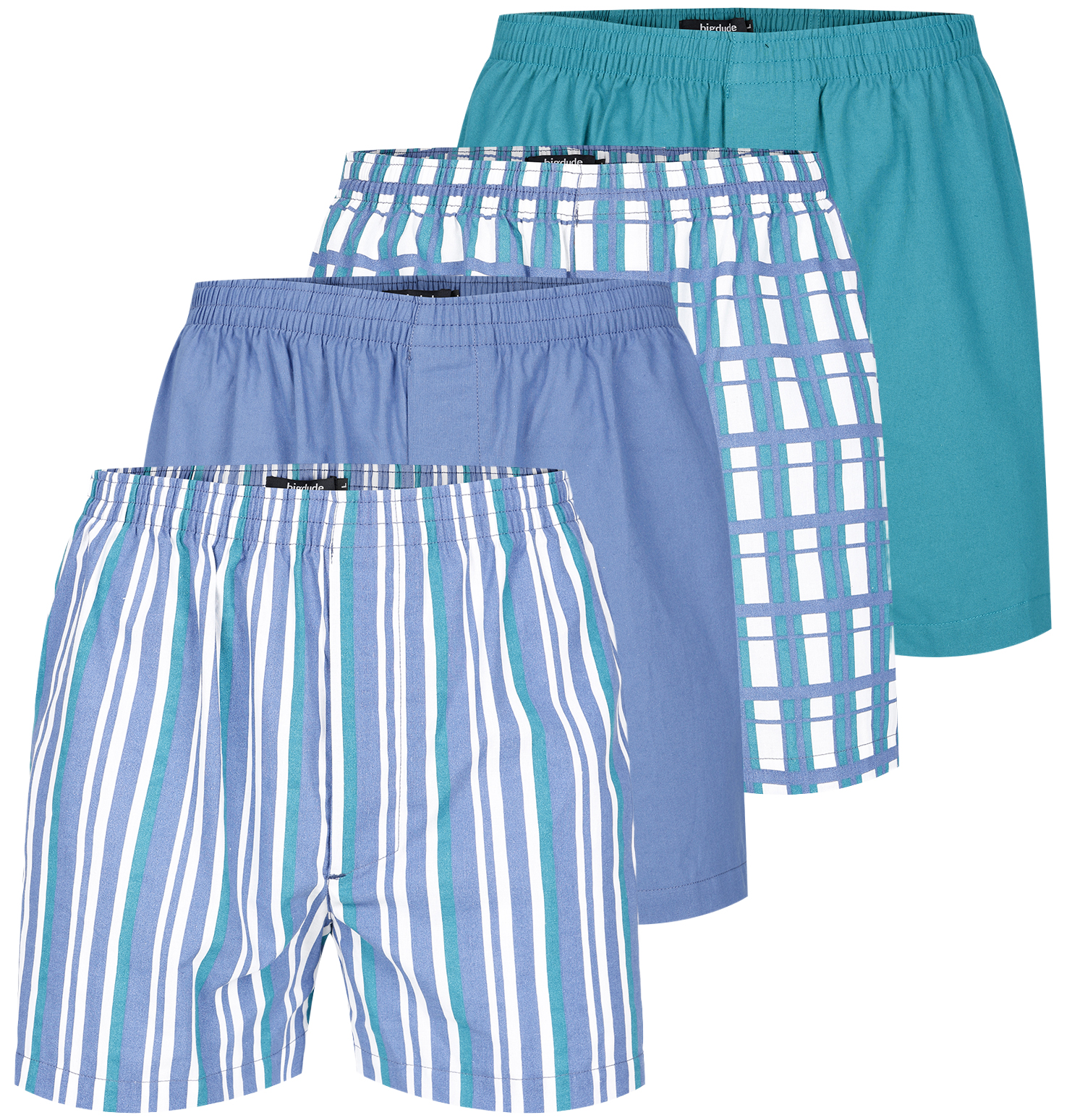 Bigdude 4 Pack Woven Boxer Shorts Multi | BigDude