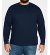 Thumbnail Navy long sleeve waffle T-shirt front view on model.