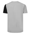 Thumbnail Back view of grey T-shirt with black left sleeve.