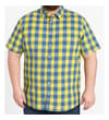 Thumbnail Yellow and blue checked short sleeve shirt worn on model.