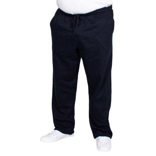 Navy open hem sweatpants, full front view on model.