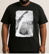 Thumbnail Black crew neck T-shirt with large shark front print.