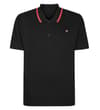 Thumbnail Front view of black polo shirt with red tipped collar.