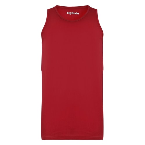 Pepper red plain tank top, front view.
