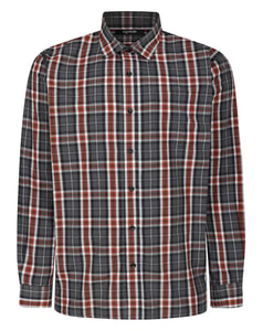 Bigdude Checked Long Sleeve Poplin Shirt Charcoal Tall