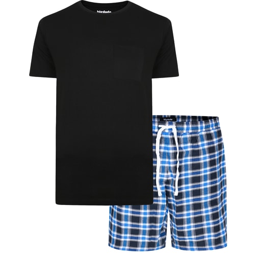 Bigdude Woven Short Sleeve Pajama Set Navy/Light Blue
