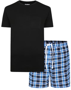 Bigdude Woven Short Sleeve Pajama Set Navy/Light Blue