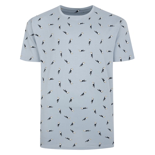 Light blue toucan print T-shirt, front view.
