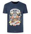 Thumbnail Navy acid wash T-shirt with large sailor graphic front.
