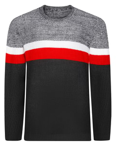 Bigdude Colour Block Knitted Sweatshirt Charcoal