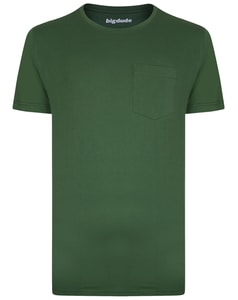 Bigdude Plain Crew Neck T-Shirt With Pocket Deep Green Tall