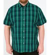 Thumbnail Green and navy checked short sleeve shirt, front view.
