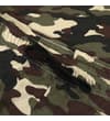 Thumbnail Close-up of camouflage shorts waistband with black drawcord.