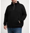 Thumbnail Black half zip hoody worn with one hand in pocket.