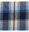 Thumbnail Close-up of navy, blue and beige checked flannel fabric.