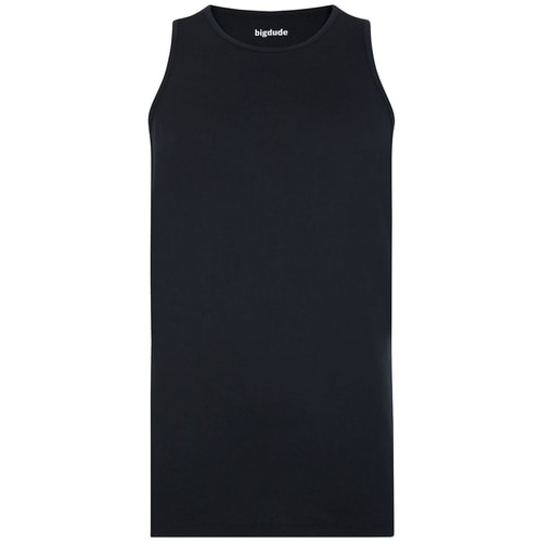 Navy plain tank top, front view.