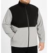 Thumbnail Model wearing black and light grey fleece jacket.