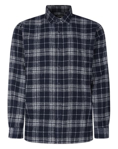 Bigdude Checked Flannel Long Sleeve Shirt Navy/White Tall