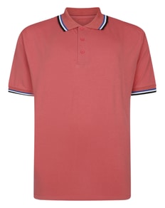 Bigdude Polo With Contrast Tipping Faded Red